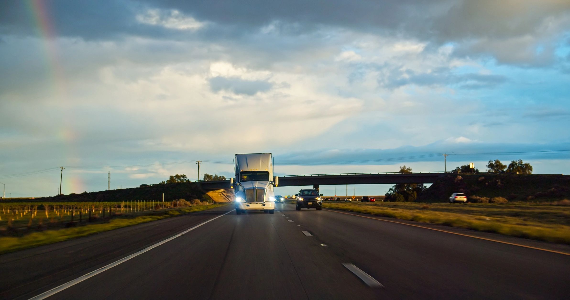 Commercial truck traveling on an interstate highway