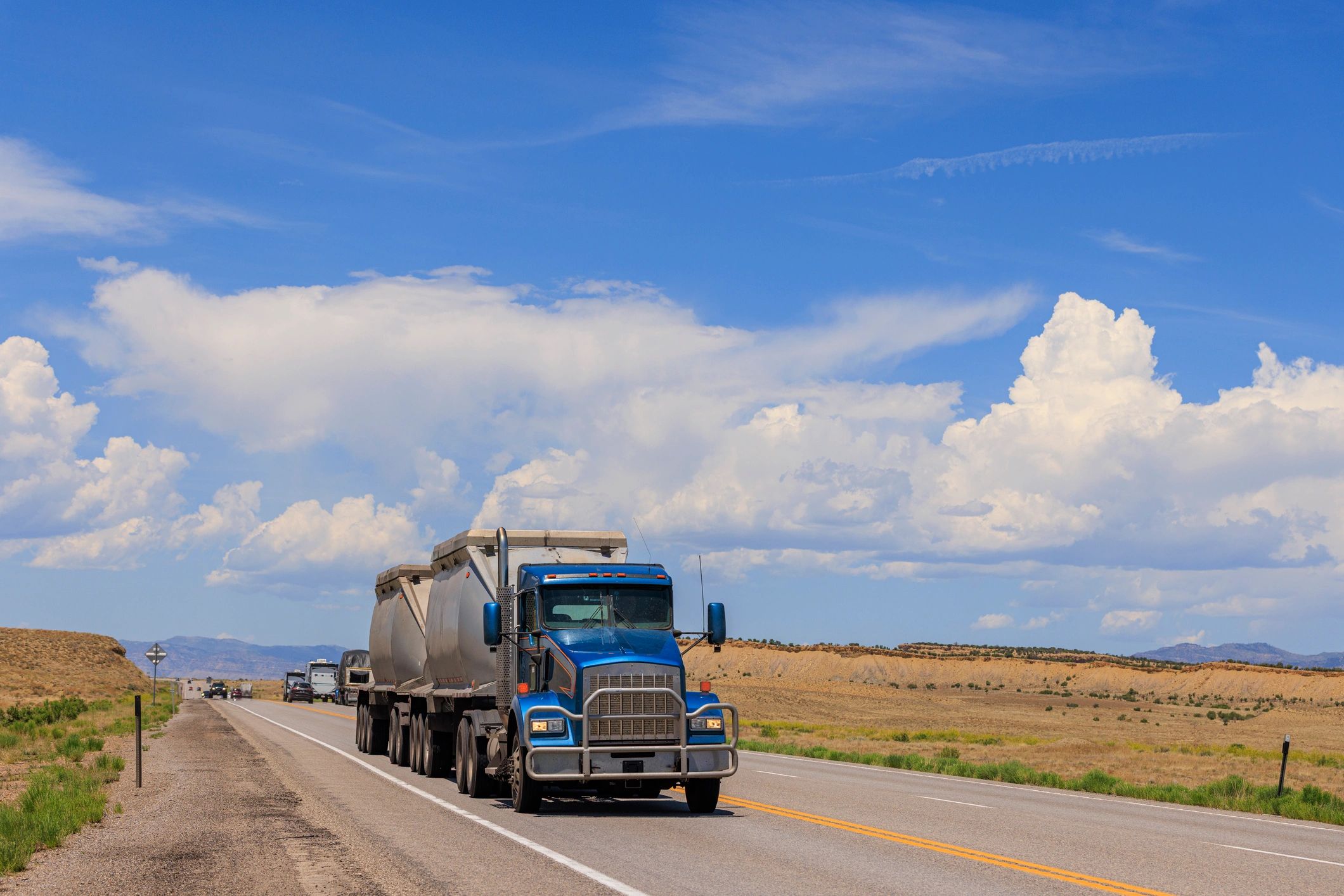 Commercial semi-truck operating on an open highway
